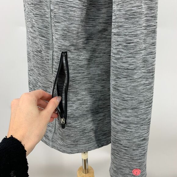 T by Talbots Jacket Womens M Medium Gray Spacedye Zip Up Thumbhole Mock Neck - Picture 5 of 13